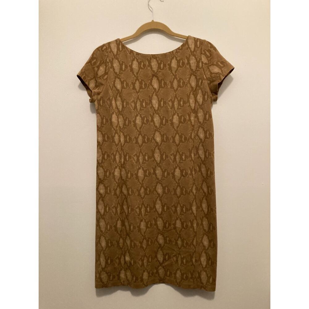 Ralph Lauren Dress Womens Petite Medium Brown Snakeskin Print Short Sleeve Shift